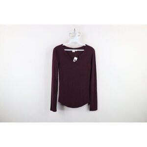 Deadstock Vintage Y2K Gap Womens XS Babydoll Thermal Ribbed Knit T-Shirt Purple